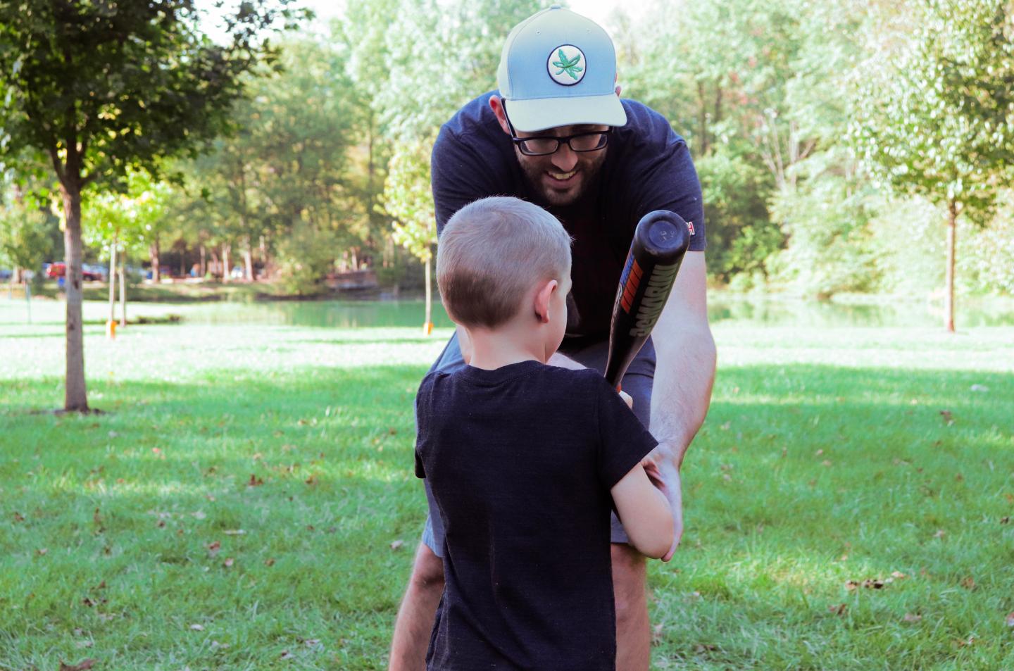 Father & Son Play Baseball