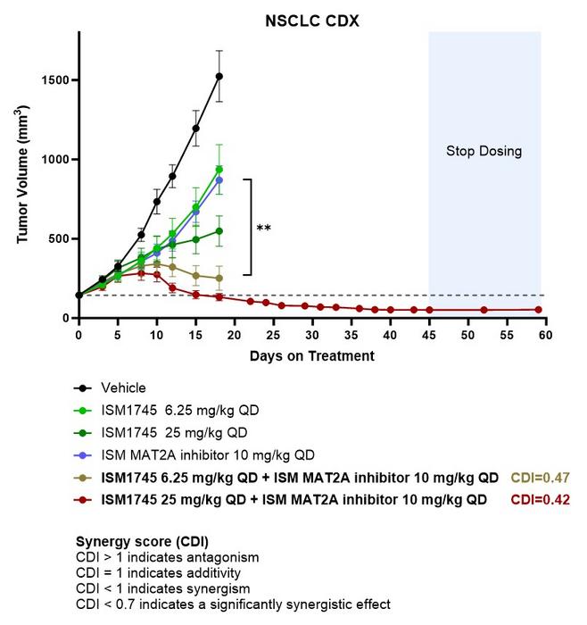 According to the preclinical data, ISM1745 demonstrated robust in vivo efficacy at a low dosage in multiple animal models, with promising potency as monotherapy and broad potential in combination with chemotherapies, targeted agents, and immunotherapies.