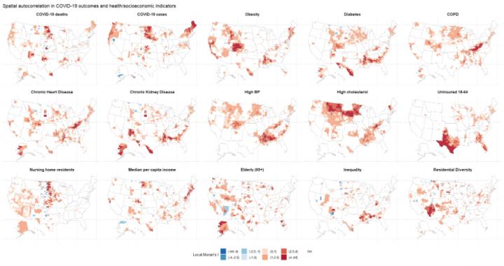Spatial autocorrelation in COVID-19 mortality and related health and socioeconomic indicators