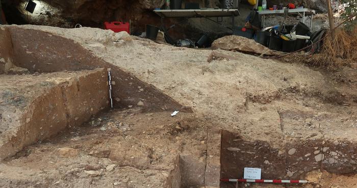 Exposed section of archaeological sediments dated to to 110 thousand years ago at Tinshemet cave