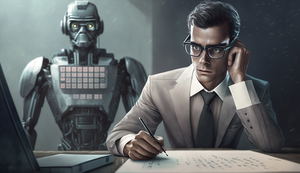 Photo Illustration: Accountant vs. Machine