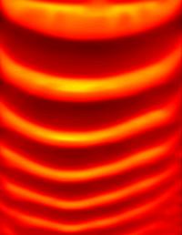 Patterned thermal profile (red/orange)