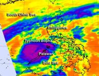 NASA Infrared View of Typhoon Bopha's Cloud-Top Temperatures