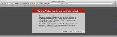 Screen Shot of Warning Notice