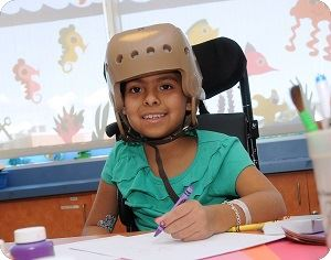 A child undergoing treatment for brain injury