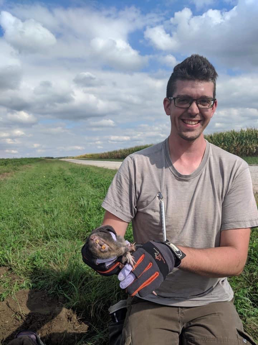 Nathan Alexander studies pocket gophers in rural Illinois
