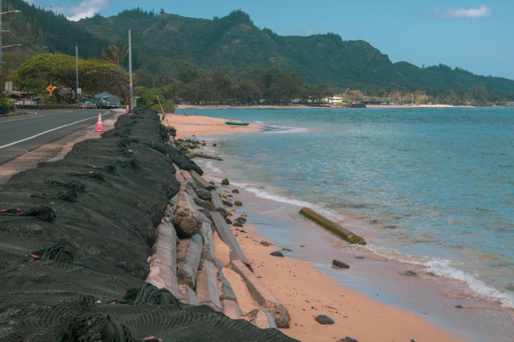 Erosion near beachfront transportation