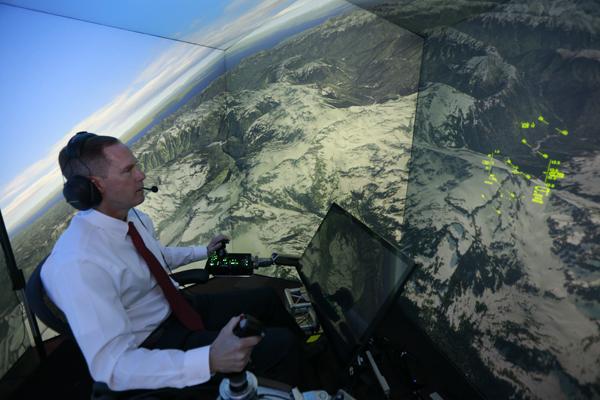 Retired USAF Colonel Gene Lee in Flight Simulator