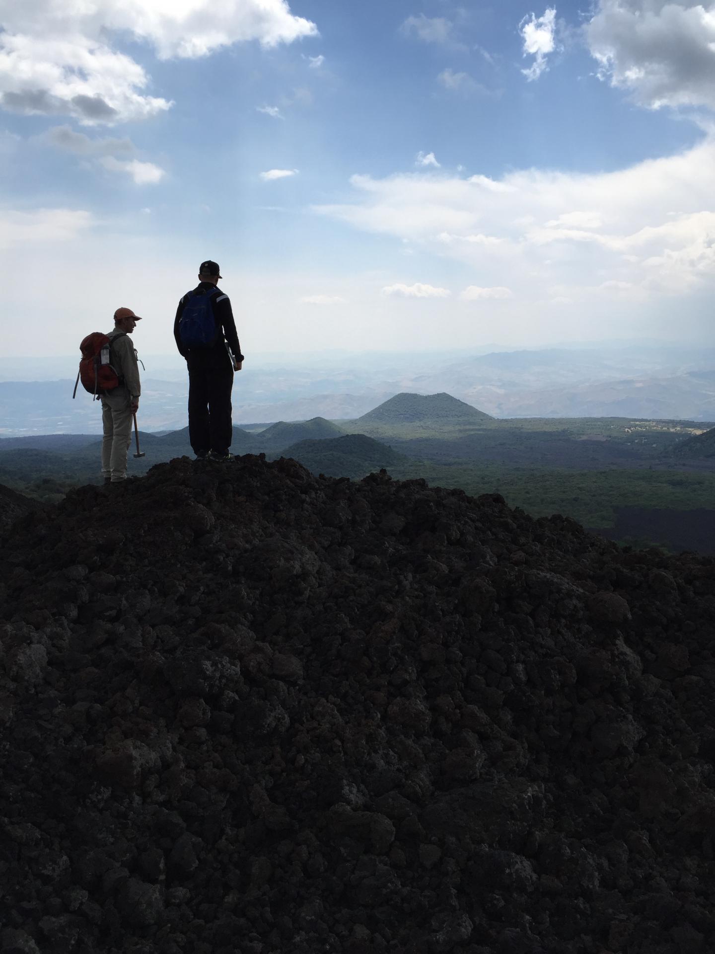 Researchers on Mt Etna