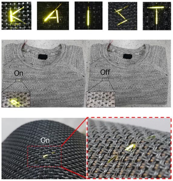 Fiber-Based OLEDs Woven into Knitted Clothes