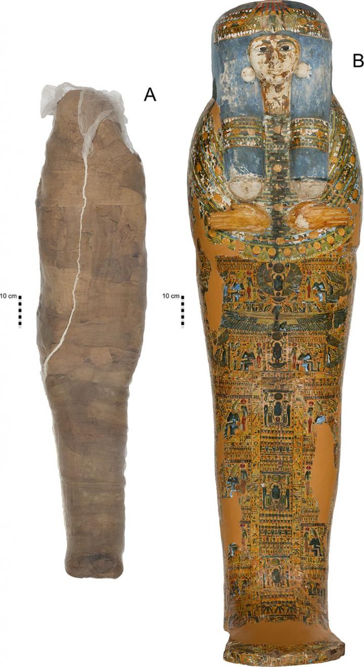 New study uncovers rare "mud carapace" mortuary treatment of Egyptian mummy