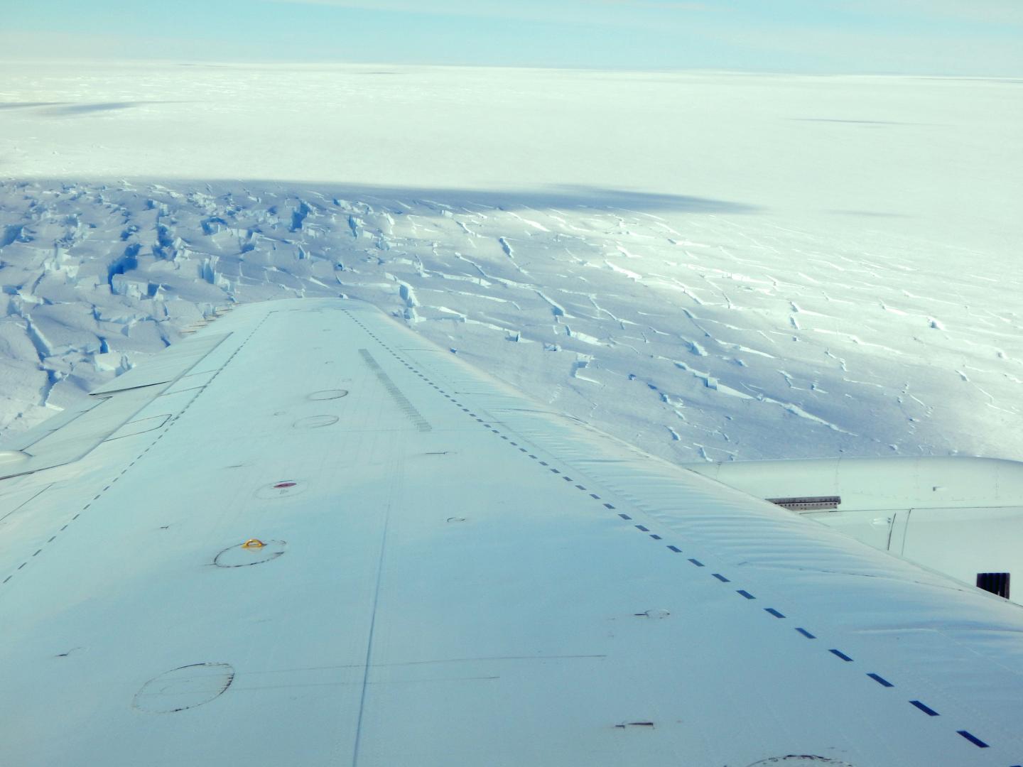 Cloud's Shadow on Crevassed Antarctic Ice