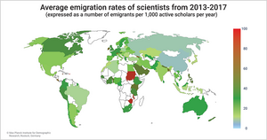 Average emigration rates of scientists (2013-2017)