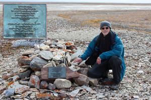 University of Waterloo professor Douglas Stenton at commemorative cairn