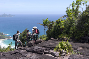 Researchers gathering data on ecological communities