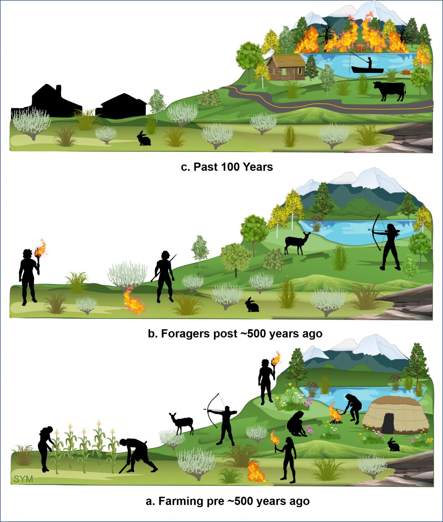 Schematic of the Fish Lake Plateau landscape over the last 1,200 years