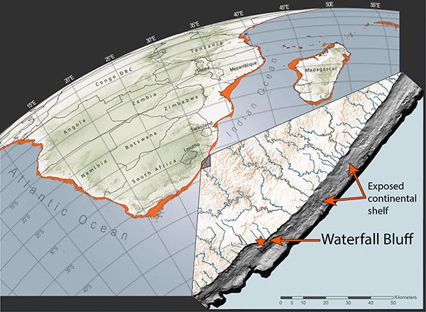 Map of Waterfall Bluff in South Africa