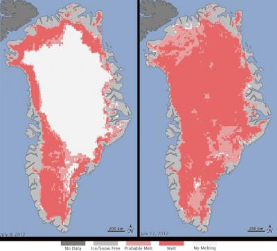 Extent of Surface Melt Over Greenland's Ice Sheet