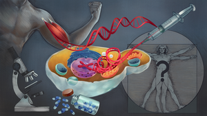 Artist impression of the yeast cell with human muscle genes