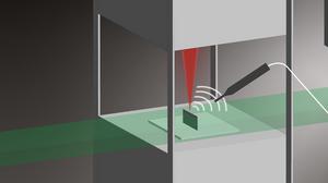 A graphic representation of the exeperimental setup for listening for printing defects