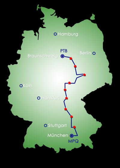 Path of the 920-Kilometer-Long Optical Fiber Link