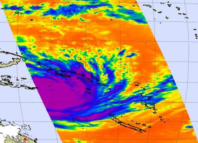 NASA AIRS Infrared Image of Massive Cyclone Yasi