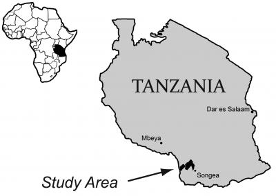 Map Where Fossils were Collected in Tanzania