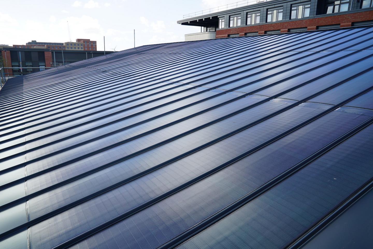 Roof with Integrated Photovoltaics (PV) to Generate Solar Energy