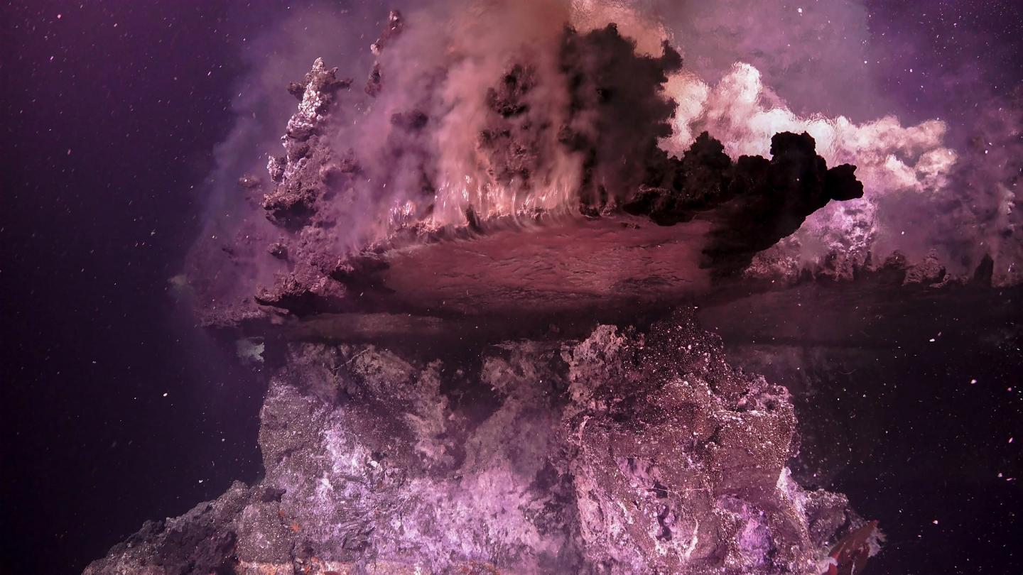 Superheated Hydrothermal Fluid Flows Upwards from An Underwater Volcano
