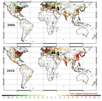 Annual FFDAS Fossil Fuel Carbon Dioxide Emissions Anomalies