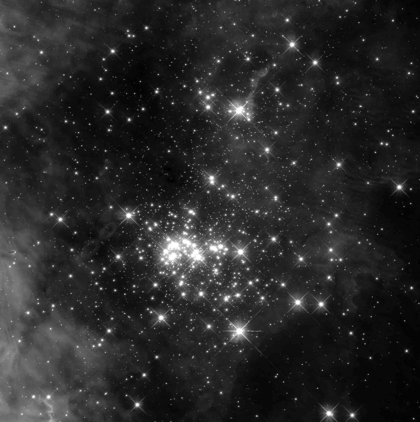 Black and White Image of the Center of the Westerlund 2 Cluster