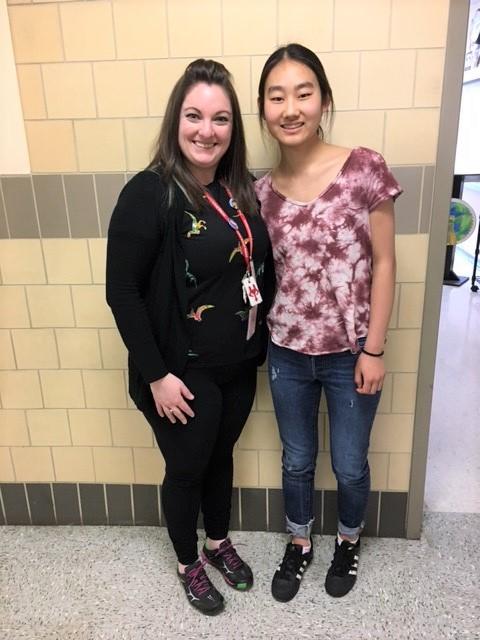 First-Place Winner Diane Zhang and Her Science Teacher, Ms. Stephanie Peborde
