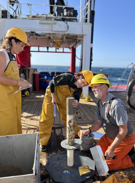 Members of the expedition take samples.