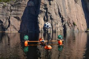 Figure 2. Custom-built raft used for summertime recordings. Photo by Julia Shpinitskaya.