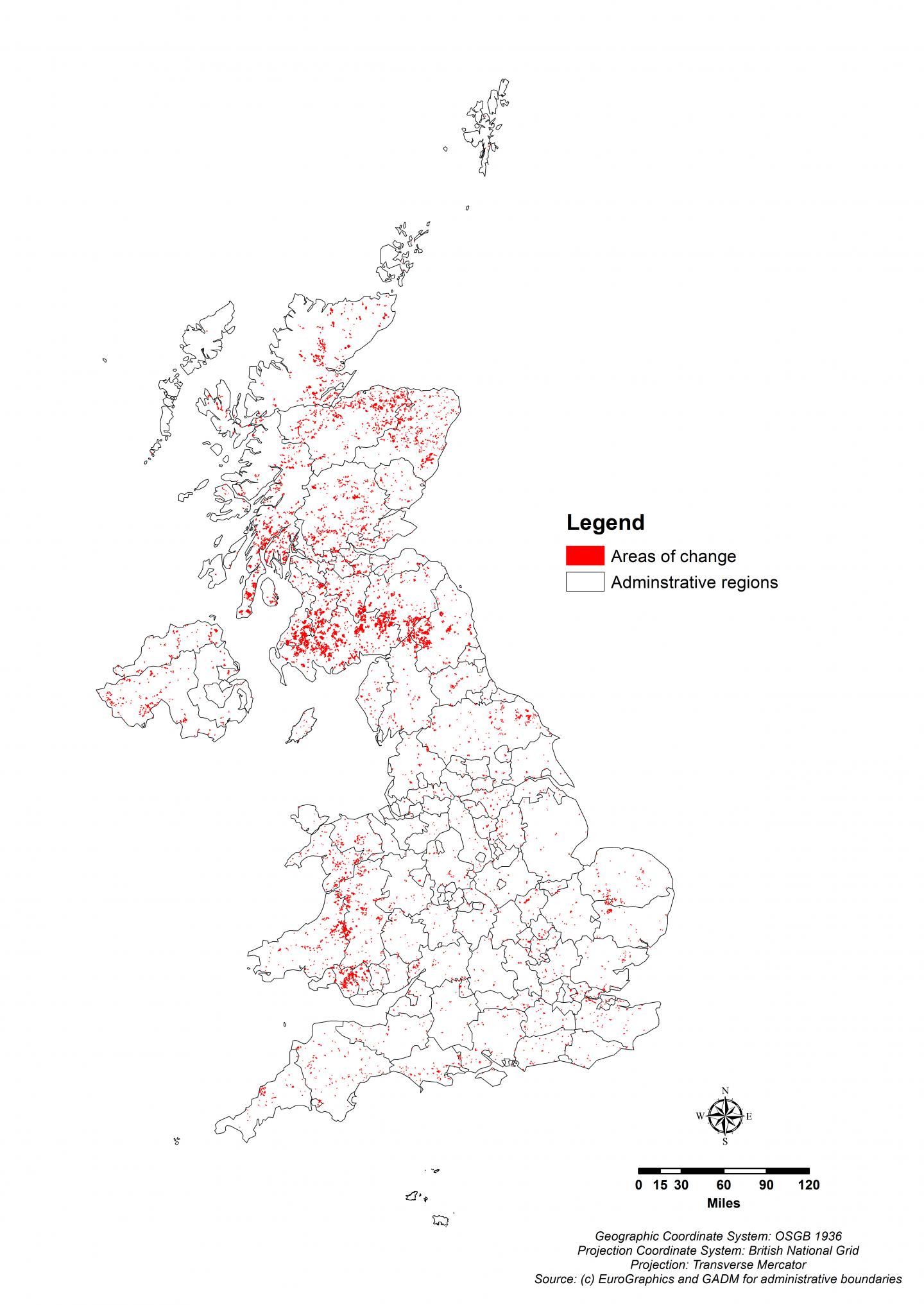 Land Cover Change Map from 2006 to 2012