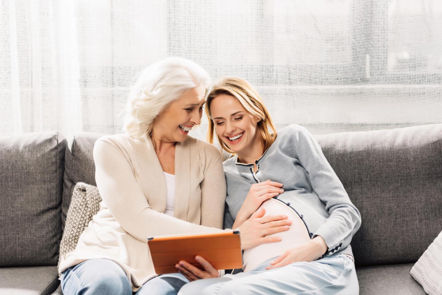 Mother and Pregnant Daughter Bonding