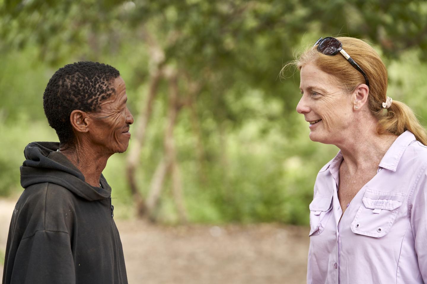 Headman ?kun ?kunta (from an extended Ju?'hoansi family) with Professor Vanessa Hayes