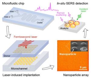 Implanting nanoparticles into flexible substrate for Raman spectroscopy detection