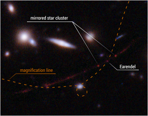 Detailed view highlights the star Earendel's position