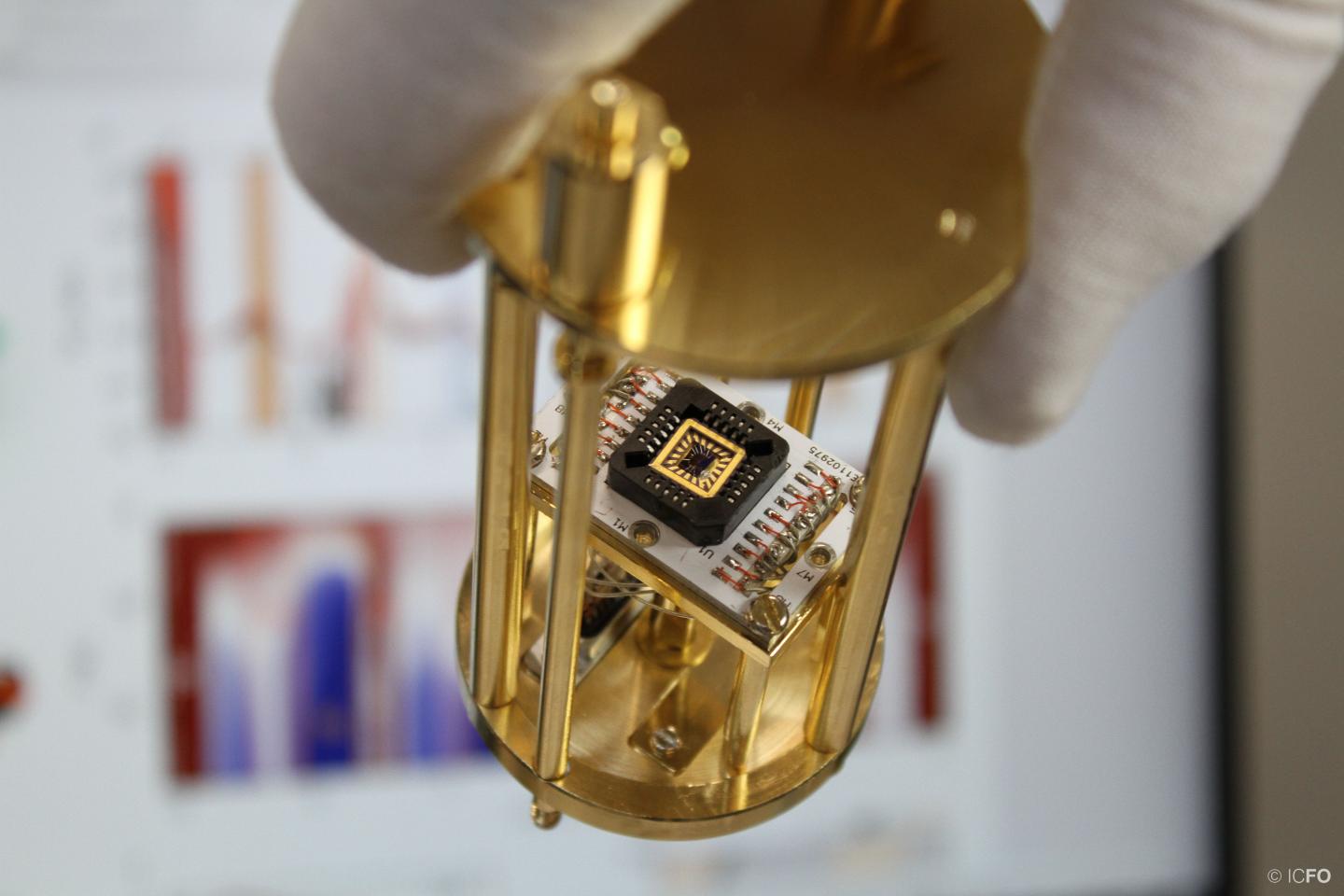 Close-Up of the Device Placed onto the Piece that Later Is Adjusted to the Experimental Setup