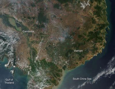 Agricultural Fires Dot the Landscape in Indochina