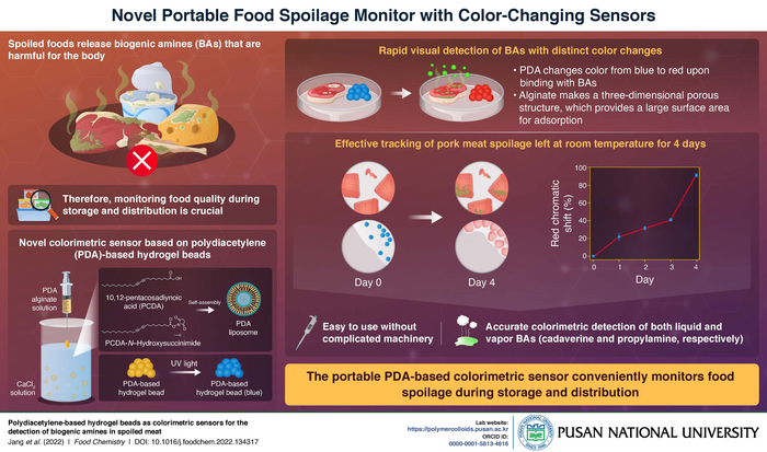 Novel food spoilage monitor that changes color on exposure to biogenic amines