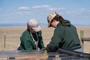 Scientists building a rainout shelter as part of the study.