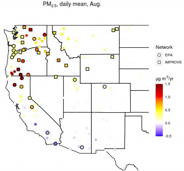 Trends in August particulate matter in the Western U.S.