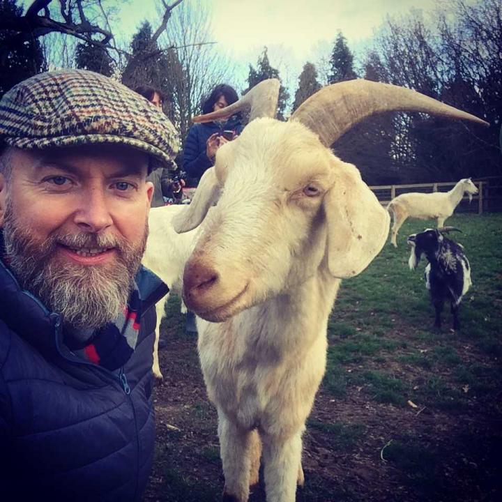 Dr Alan McElligott with goat
