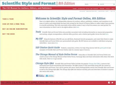 The Homepage of the Newly Launched Scientific Style and Format Online