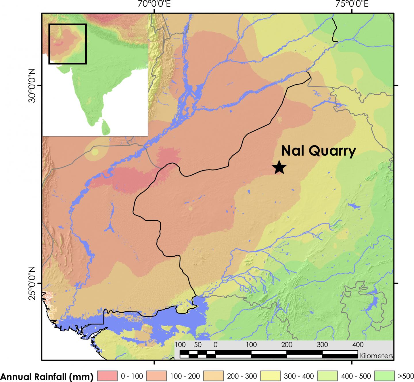 Map showing the location of Nal Quarry