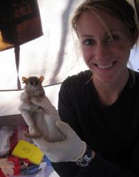 Meredith Barrett, Graduate Research Fellow, with Lemur