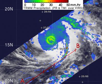 TRMM Satellite Image of Super Typhoon Nida's Rainfall