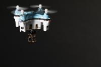 A drone carrying a sensor